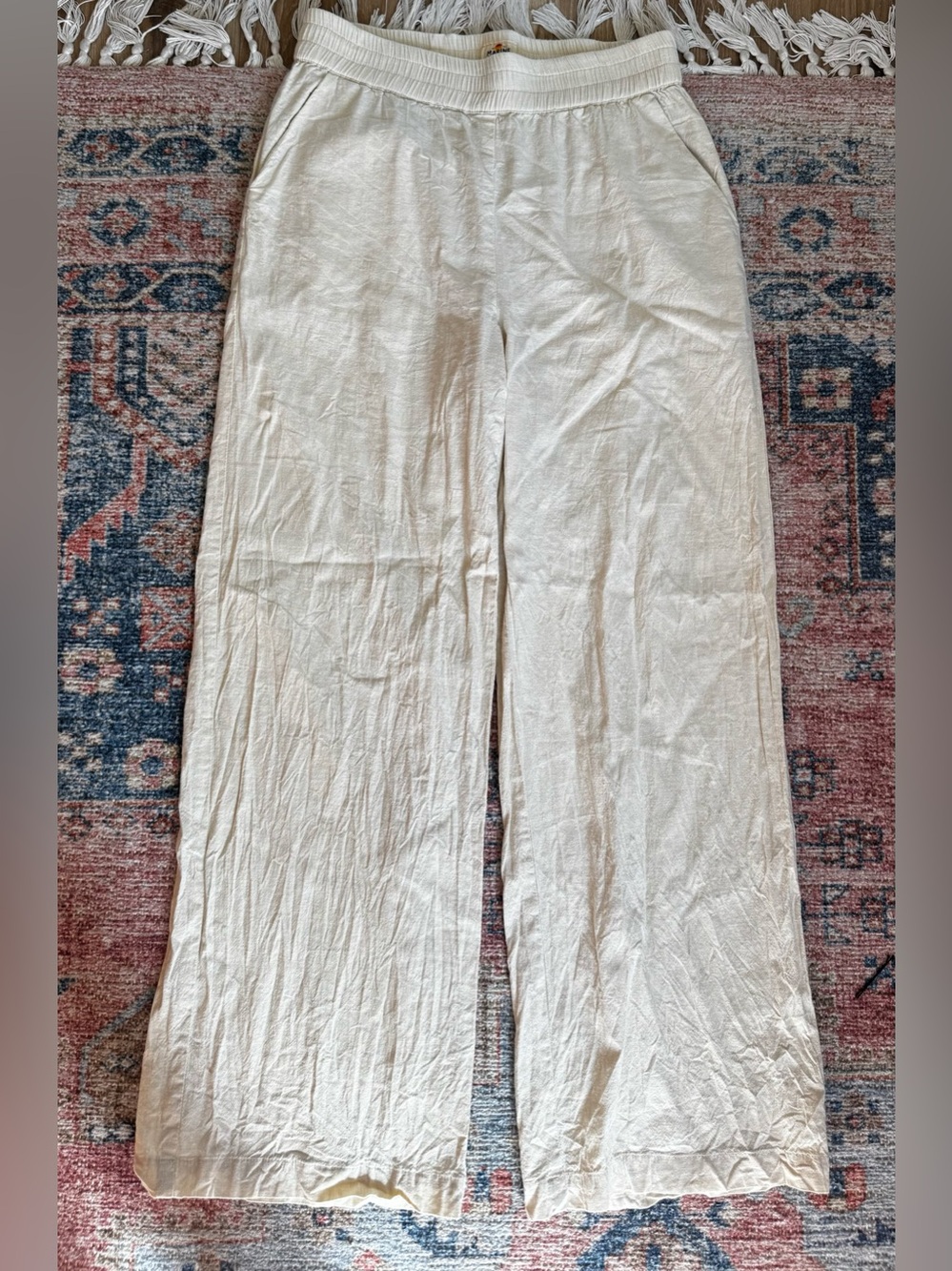 Marine Layer Off-White Wide Leg Linen Pants